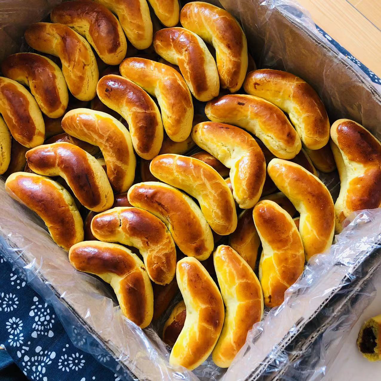 豆沙牛角饼干400克袋装 松软传统手工点心老式香蕉味饼干
