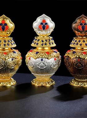速发藏式装藏宝瓶财神宝瓶合金八吉祥民族风摆件地藏黄财神龙王摩