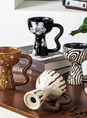 速发LIVET 摆颜值甜古高脚杯样板间高件陶瓷咖啡复品雪糕杯摆拍神