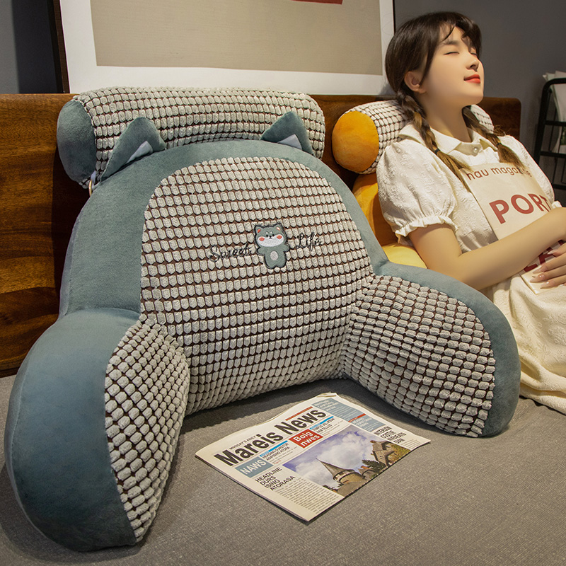 速发毛垫款床头靠绒软包护腰靠沙大靠背孕妇枕发抱枕宿舍床上看书