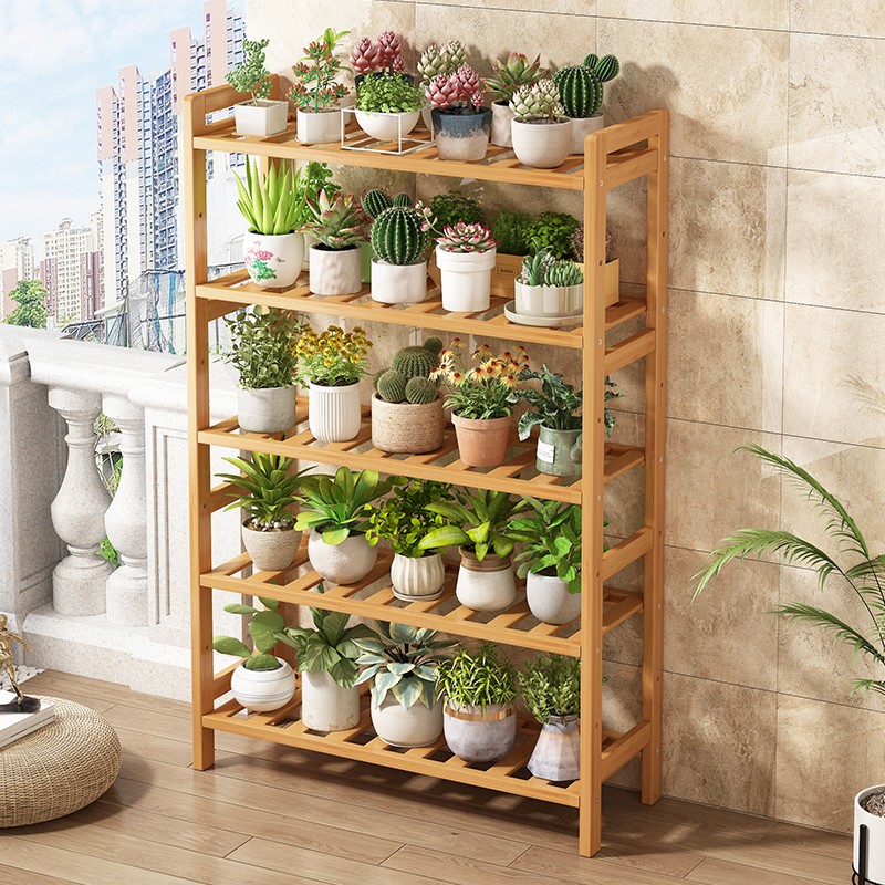 速发台花架台易靠架家用窗简楠竹置物墙多肉多层室外创意花架子
