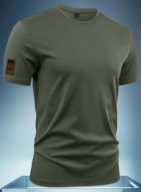 美式复古重磅t恤男夏季纯棉复古厚实打底衫白色军绿色短袖 男女款