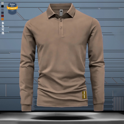 POLO衫男款秋季长袖上衣衣服衬衫翻领T恤中青年棉打底衫秋冬春季