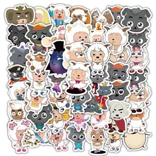 236喜羊羊与灰太狼贴纸经典 饰手机水杯防水ins风 童年动画贴纸装
