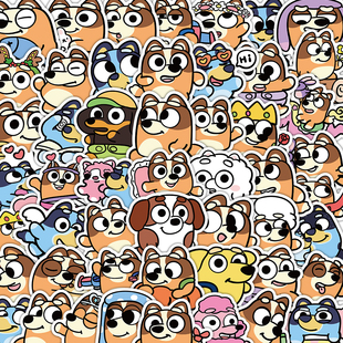 可爱布鲁伊贴纸宾果周边卡通粘贴画装 饰行李箱笔记本手机水杯防水