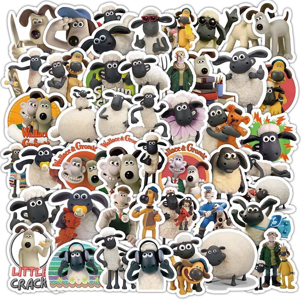 180张小羊肖恩贴纸卡通动画可爱小绵羊表情包diy玩具装饰防水贴画
