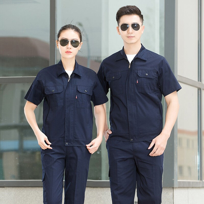 琴琴家夏季纯棉工作服套装男薄款电焊工工作服物业维修服工程服耐