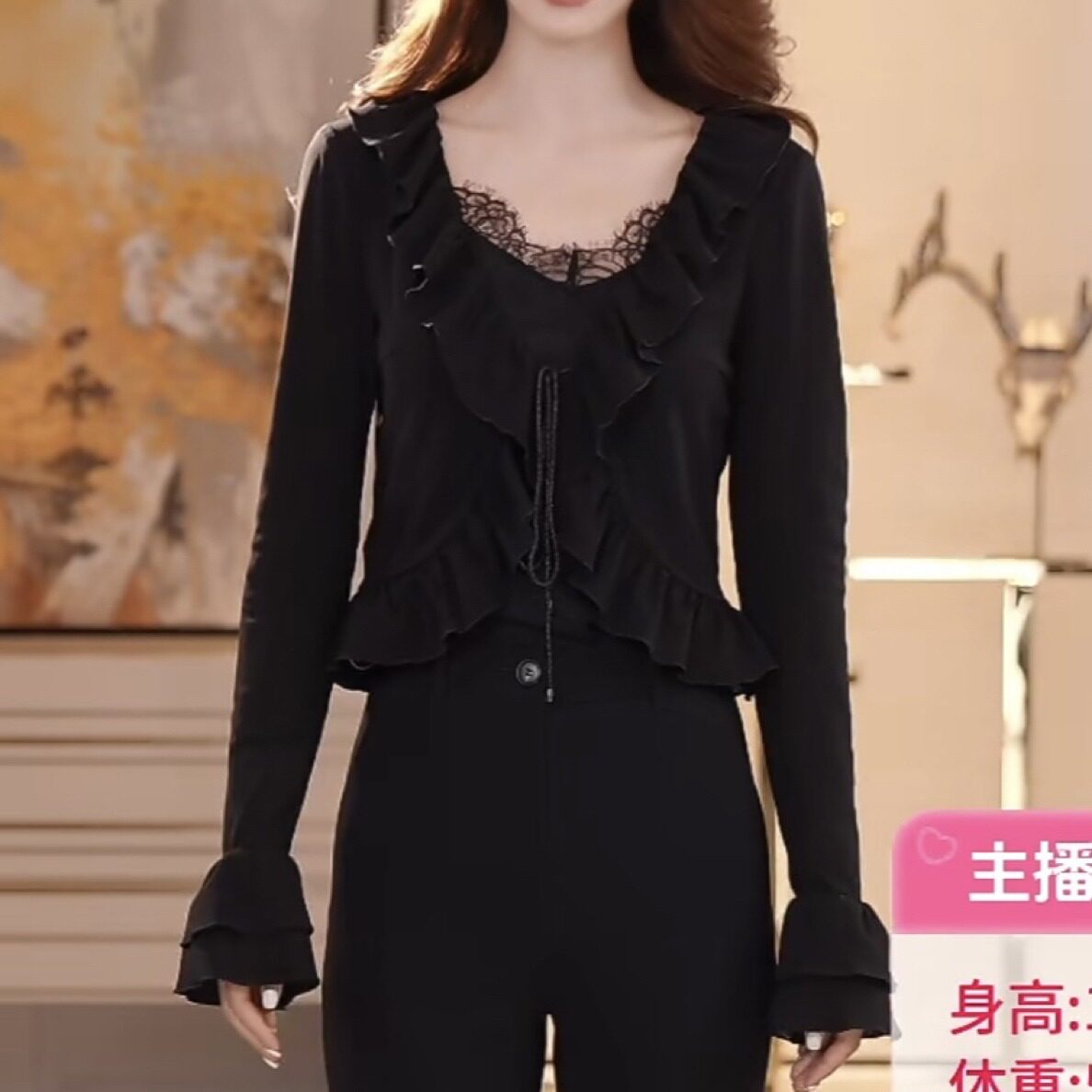 AMASS/阿玛施时尚百搭甜美气质简约蕾丝长袖衬衫女 540097