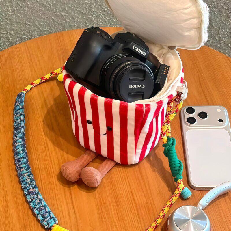 超可爱爆米花包拍立得包数码相机包杂物化妆品毛绒零钱背包收纳包