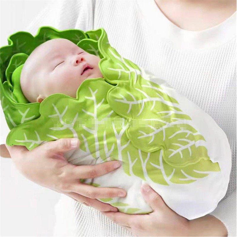 大白菜新生儿抱被搞怪创意包被婴儿初生宝宝煎饼毯子包单春夏襁褓