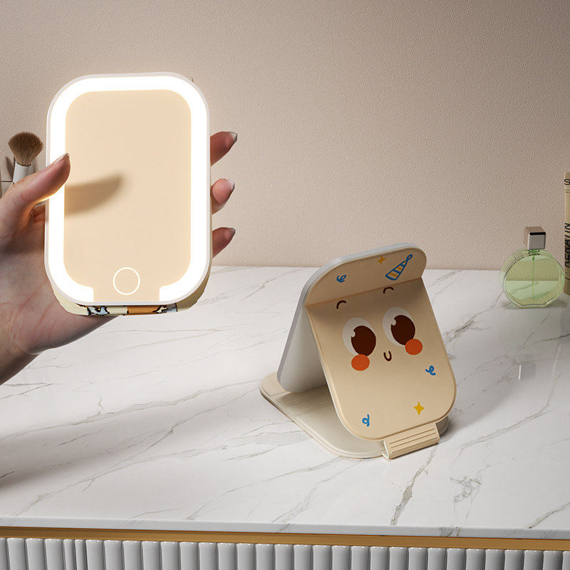 随身便携智能高清带led灯折叠妆小化妆镜网红学生宿舍桌面镜子ins