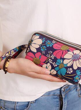 2024新款手包女小包手拿钱包女士长款手机包帆布大容量三层零钱包