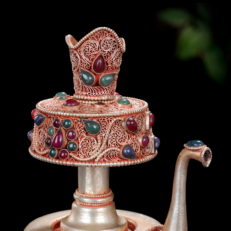 速发纯巴壶尼泊尔水工贲铜掐丝净手壶藏传密宗供奉宝瓶摆件佛前圣