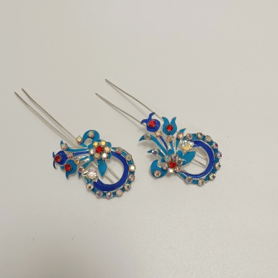 速发新款古装戏曲越姐黄梅戏歌仔戏点旦小剧琉璃珠花翠草花发簪对