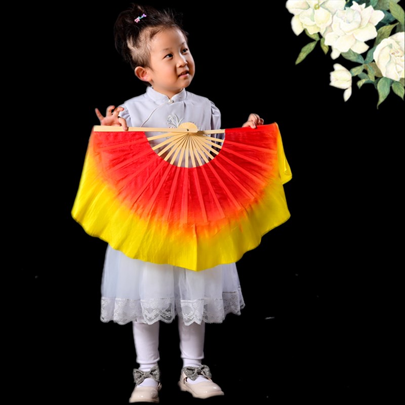 速发一尺儿童舞蹈扇花鼓灯跳舞扇幼儿园小学生双面渐变表演扇秧歌