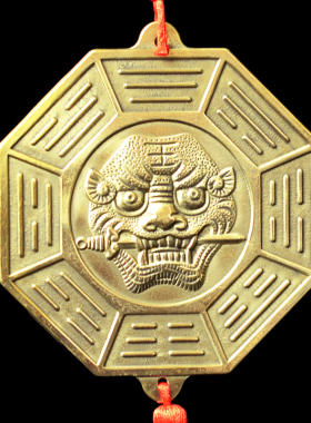 速发狮咬剑挂件纯铜狮子头八卦镜牌兽头睚眦海神门对门厕所电梯