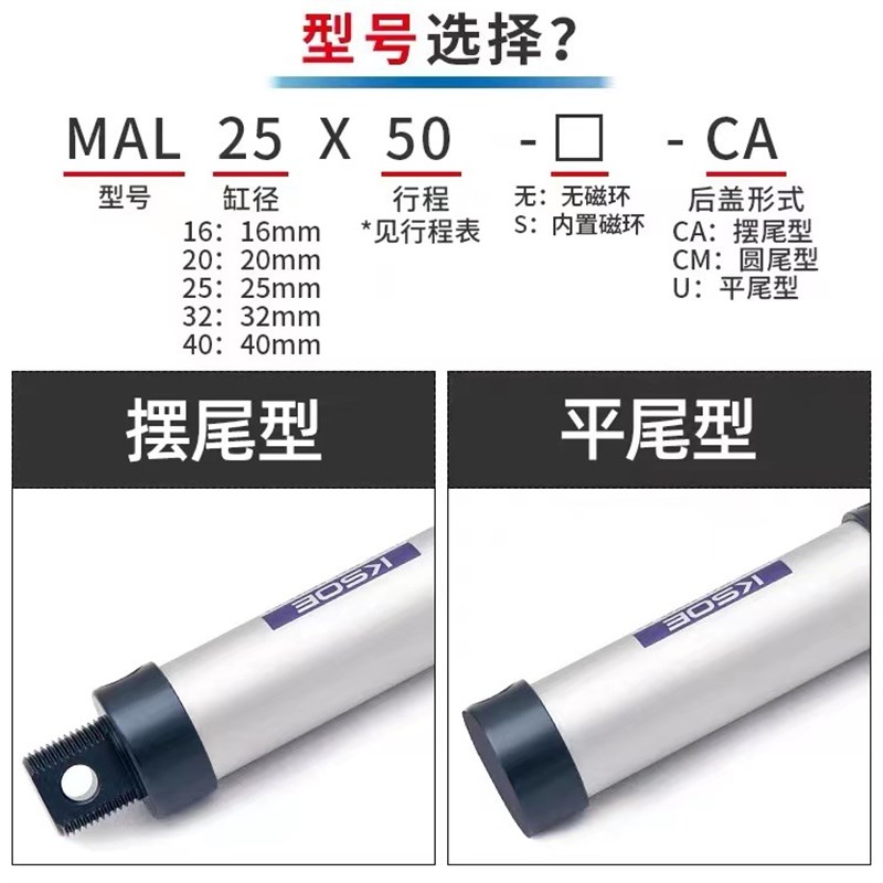 速发M20亚德客型圆型迷你气缸M20X25X50X75X100X125X150