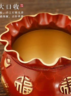 速发福袋聚宝盆黄铜钱袋全铜储钱罐桌面摆件家居装饰客厅桌面米缸
