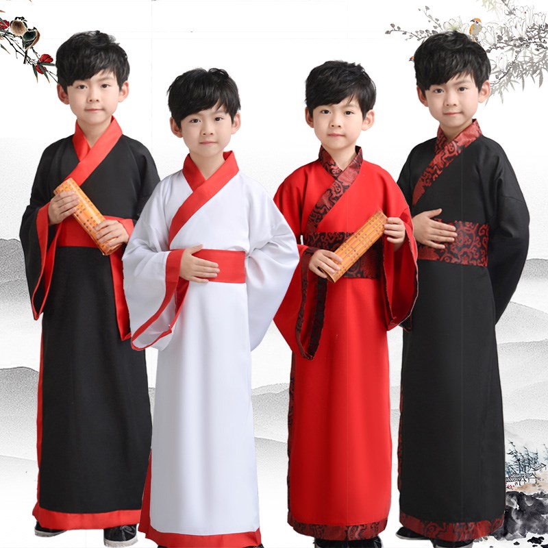速发儿童古装汉服男孩表演衣服学生三国演义大臣官服空城计诸葛亮