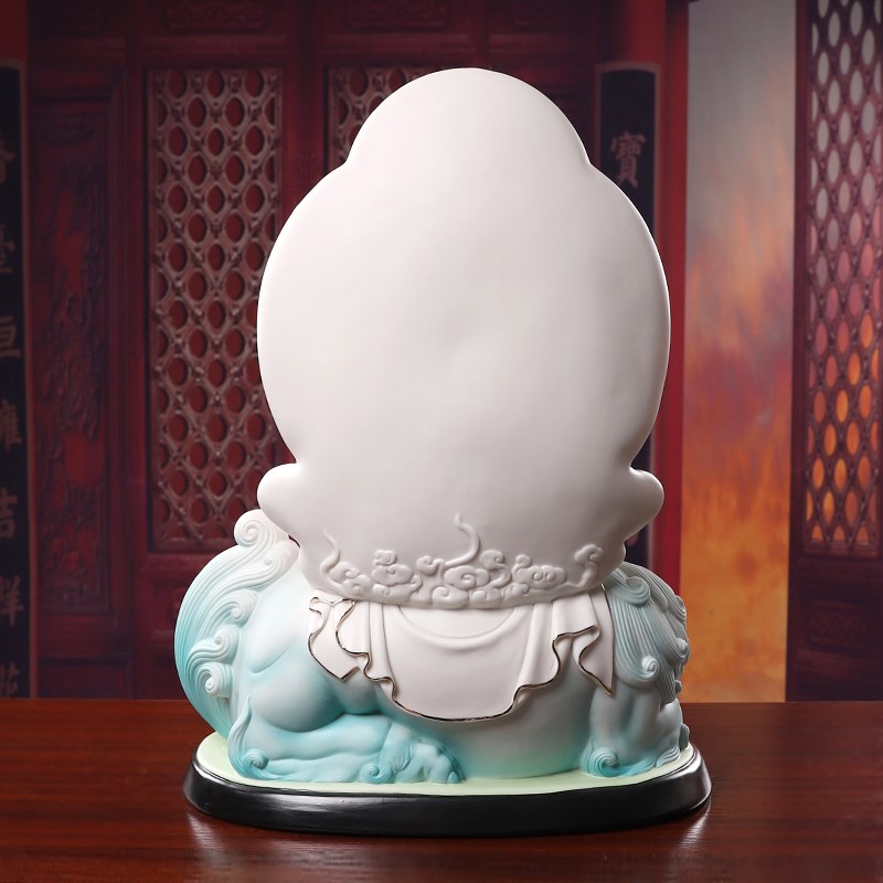 速发菩语阁德化陶瓷文殊菩萨佛像家用供奉普贤菩萨护法神像摆件保