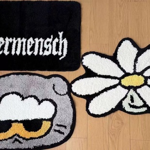 GD权志龙INS同款ZOA猫咪缺口雏菊植绒厕所大厅卧室地毯提花地垫