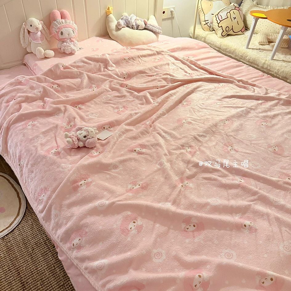 天使美乐蒂法兰绒毛毯沙发盖毯少女心宿舍空调毯夏天办公午睡毯