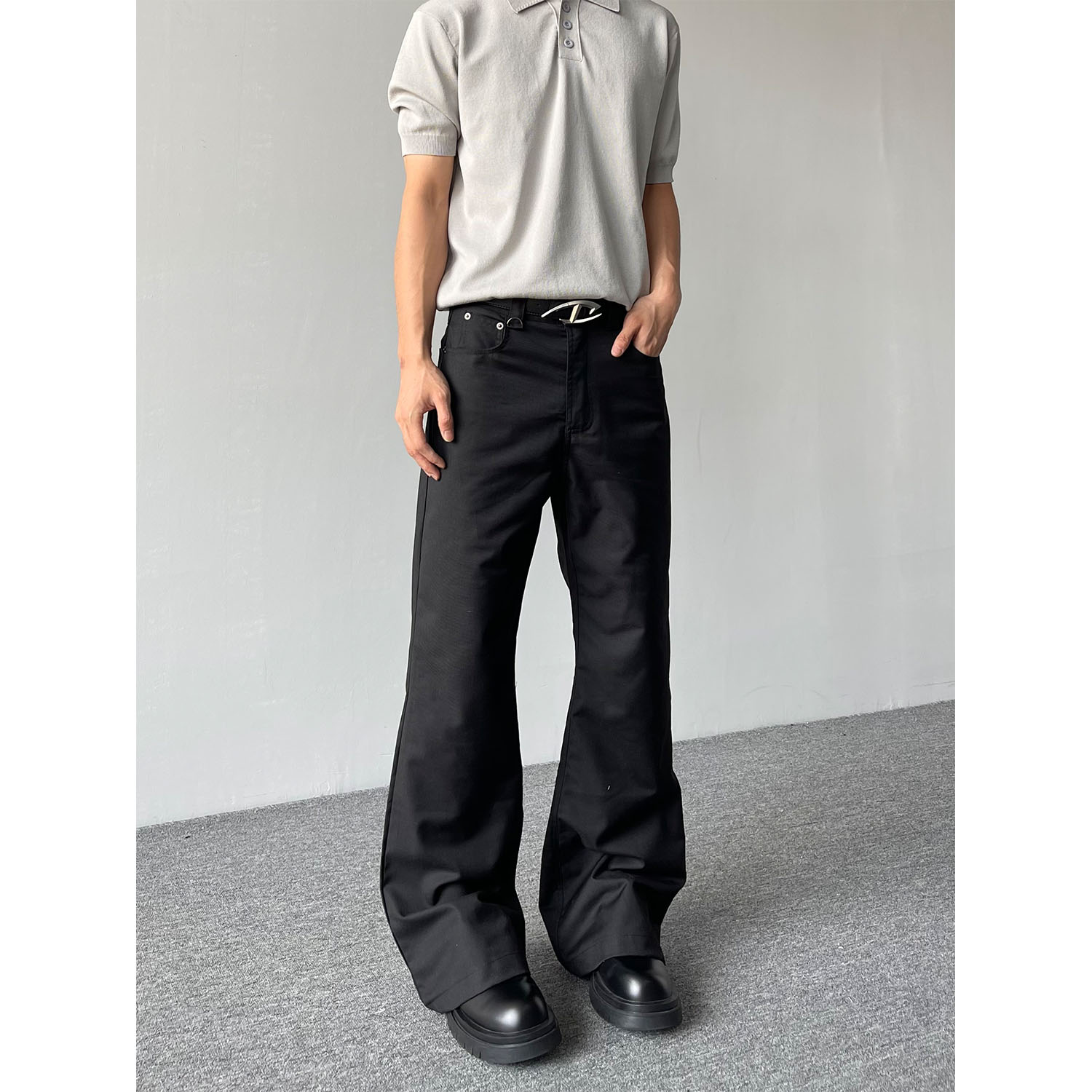 ISTURE美式cleanfit修身微喇西裤男女款高级感显瘦垂感百搭休闲裤