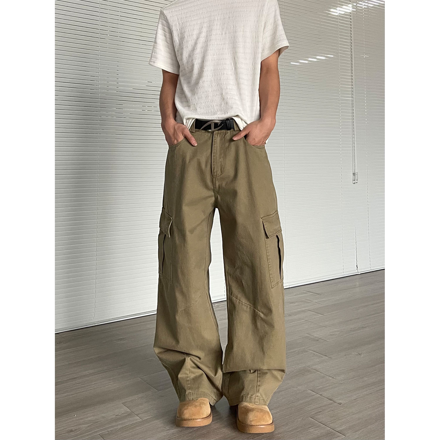 ISTURE 美式复古水洗大口袋vintage休闲裤男女高街宽松阔腿直筒裤