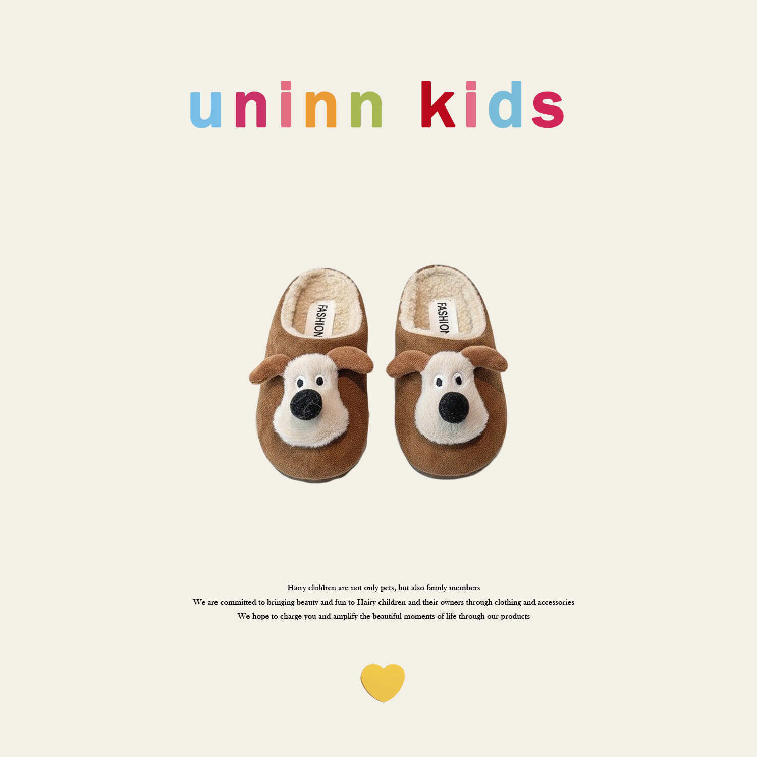 儿童加绒博肯棉拖鞋毛绒小狗男女童冬季外穿室内室外家用卡通棉鞋