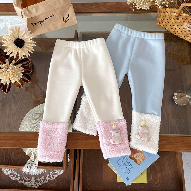 【现货】女童打底裤2025新款日常百搭卡通加绒保暖柔软亲肤打底裤