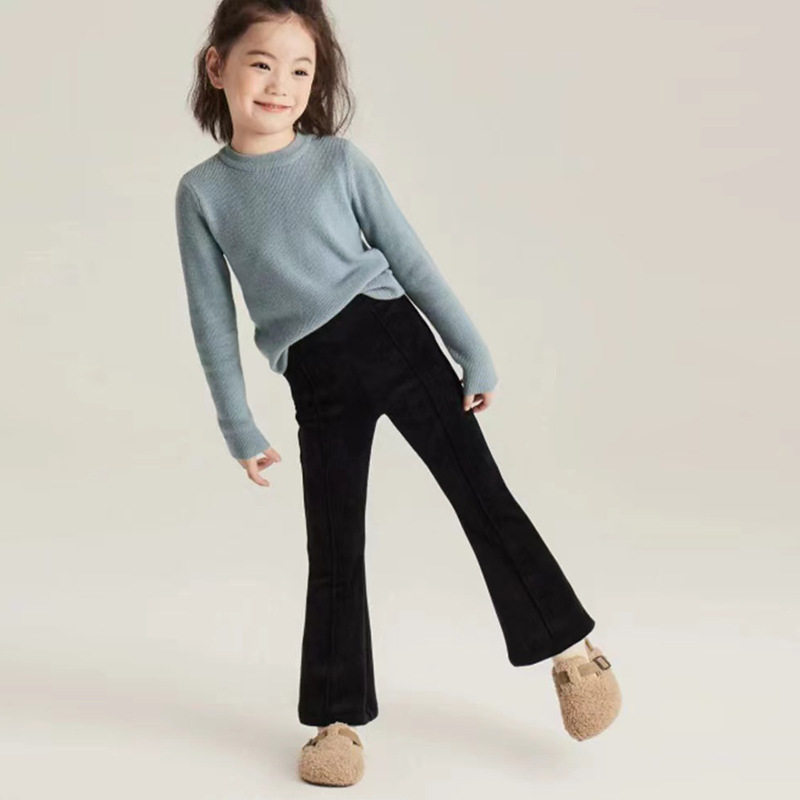 女童裤子春秋冬潮流新款儿童韩版休闲裤中大童高腰弹力微喇叭裤