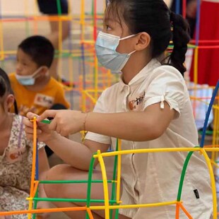 速发幼儿园拼中大班玩教具建构区域材料小插插极吸管搭建积木管凯