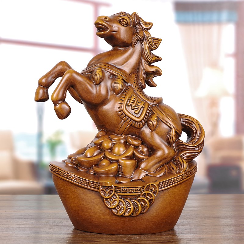 速发实木招送马摆件十客生肖马二厅酒柜装饰工艺品办公室开业商务