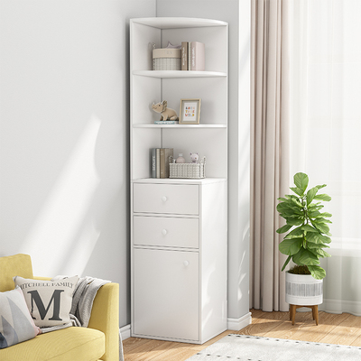 速发书架落地柜易家用物墙拐角简小型卧室客厅书柜转角杂物收纳置