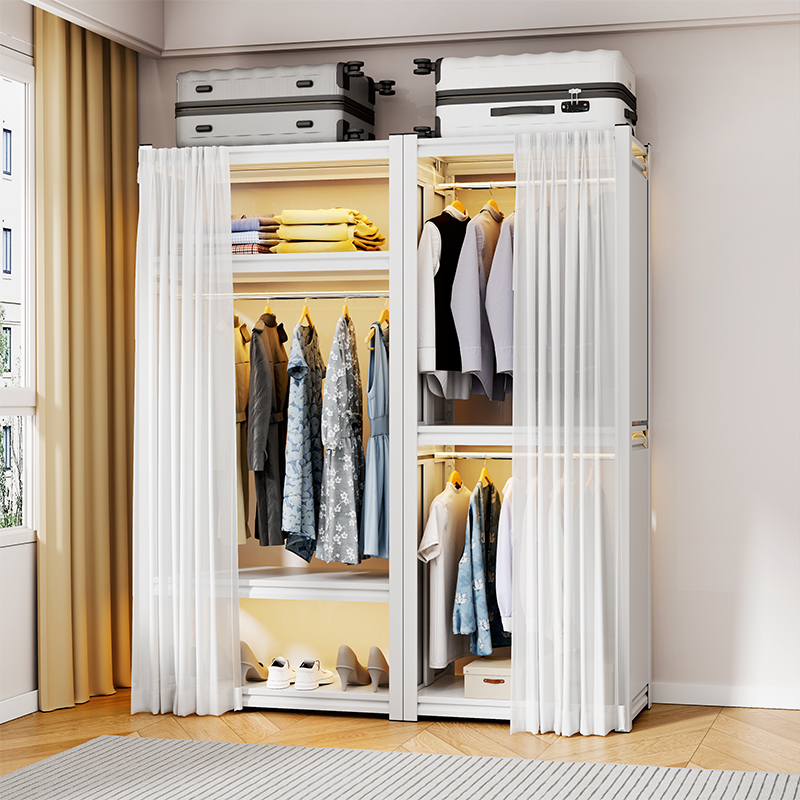 速发金属货柜衣室家用卧架简易组装衣柜结实耐用收纳柜子房用衣橱