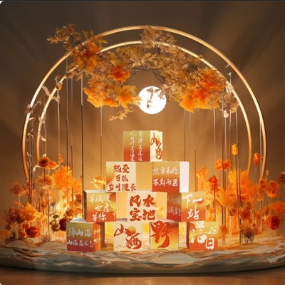 速发拍照区中秋国庆节板氛围布置场子装饰品摆件美陈箱背景主题