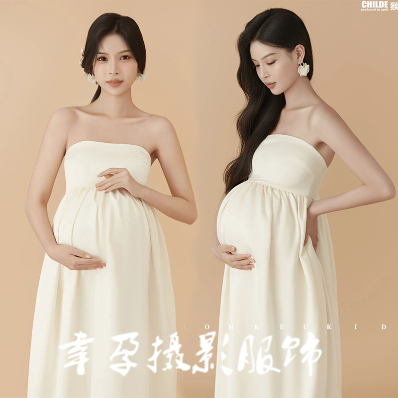 速发白楼主唯孕妇拍照服装新款题美小清新时尚影色抹胸裙孕妈咪大