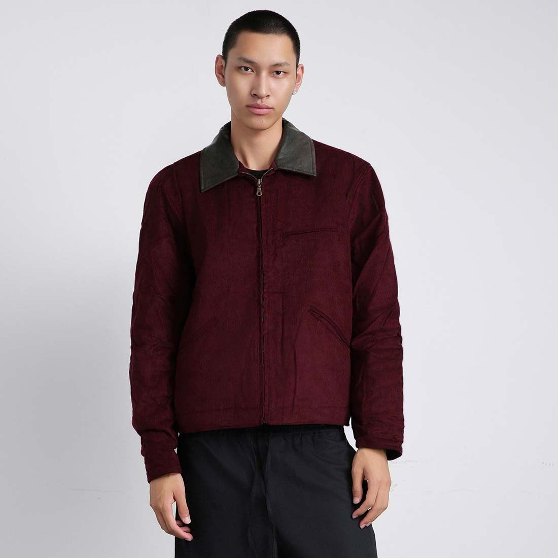 VESUS加厚旧皮领拼接棉服夹克