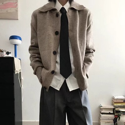 Outedge翻领羊毛混纺开衫毛衣