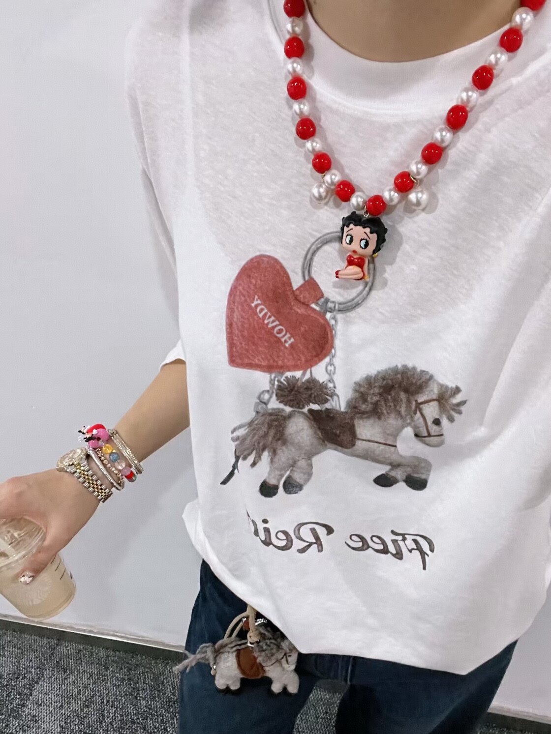 正品2026春夏新品马年系列怀旧印花长袖含亚麻T恤宽松MBF1TEE034