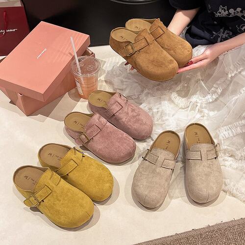5cm【糖果博肯拖】白鹿同款内增高勃肯鞋一脚蹬包头半拖01