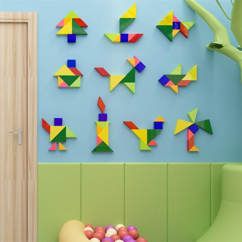 儿童房装饰墙贴 j3d立体亚克力墙贴 积木卡通贴画 幼儿园墙面贴纸
