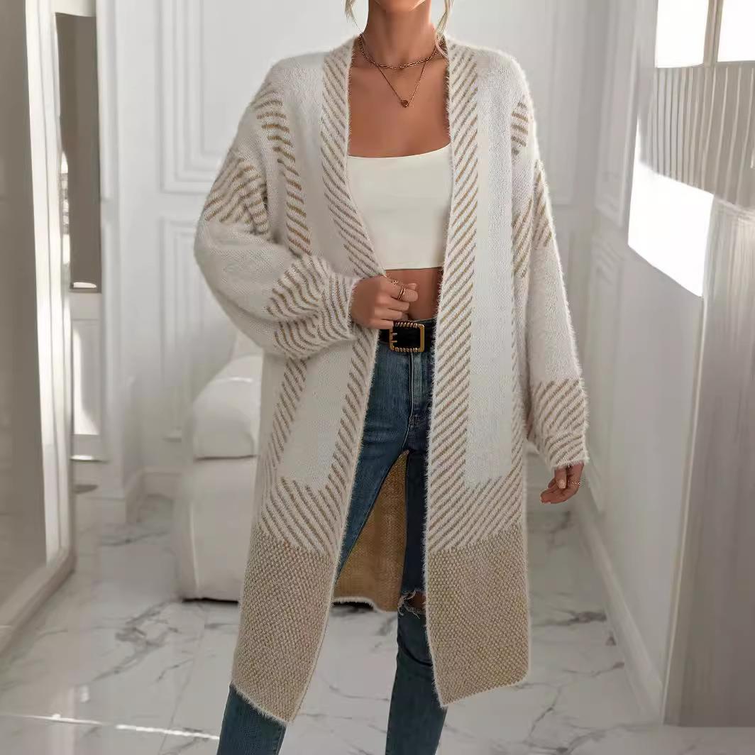 High-end Cardigan Sweater Coat Loose Top Womens Mink