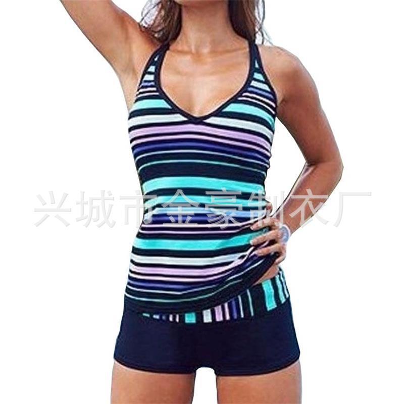 Two-piece womens plus size plus size striped sports