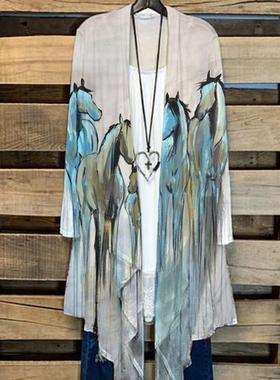 womens shirt print  length casual holiday button tops ropa