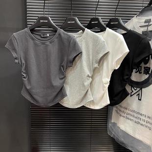 Girl Bottoming Waist Solid Color Sleeve Short Neck Women