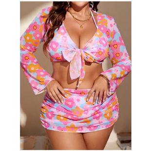 beach set outdoor floral bikini swimsuit swimming