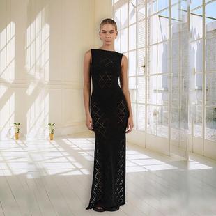 hook perspective flower hollow dress Summer knitted sexy