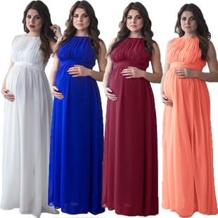 Sleeveless Splicing Plus Size Dress Round Maternity Neck