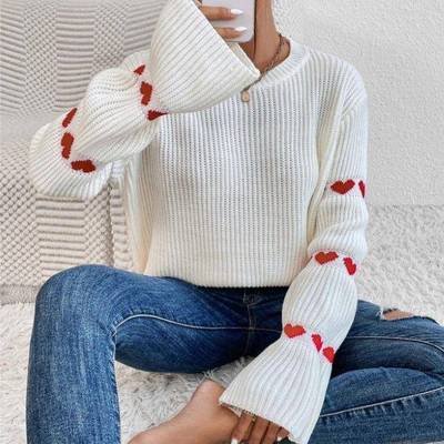 deeptown vintage knit sweater women neck autumn korean